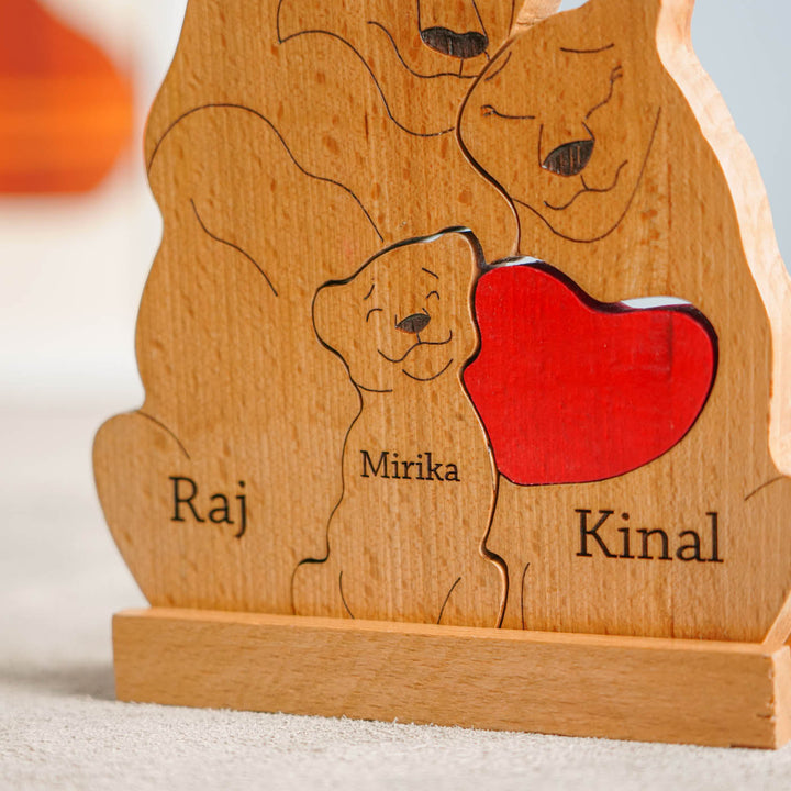 Personalized Lion Family Wooden Figurine