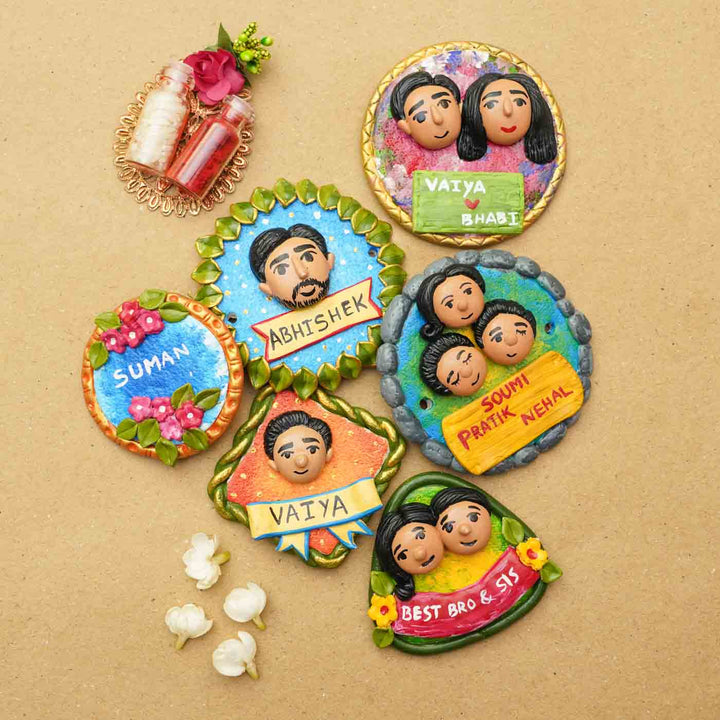 Photo Personalized Handmade Caricature Triangle Clay Fridge Magnet