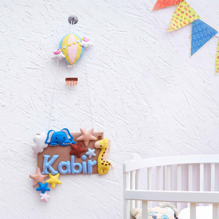 Personalized Kid's Jungle Theme Felt Nameplate for Boys