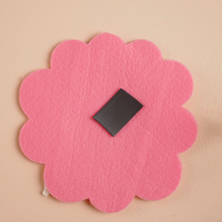 Handmade Pink Flower Shaped Felt Fridge Magnet