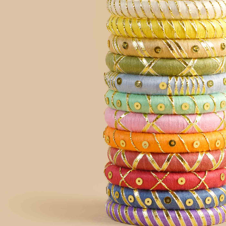 Multicolor Handcrafted Nimrat Gotapatti Bangles | Set of 12