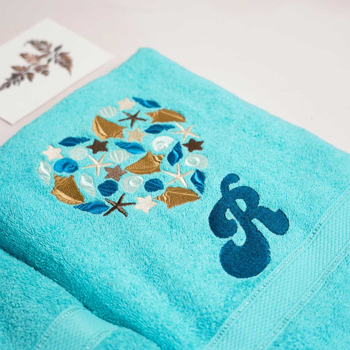 Embroidered Personalized Egyptian Cotton Towel - Blue Set of 2