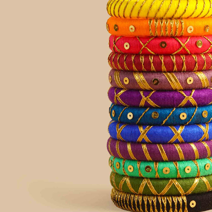 Multicolor Handcrafted Sakshi Sequined Gotapatti Bangles | Set of 12