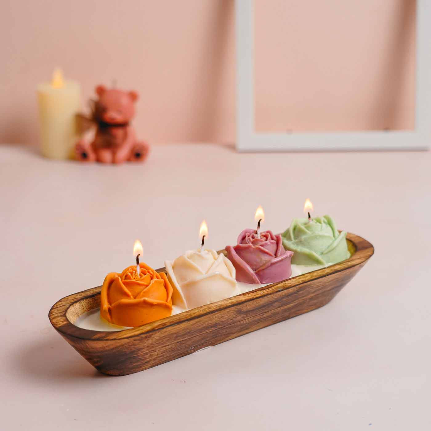 Buy Handmade Pastel Rose Theme Soy Wax Candle Online On Zwende