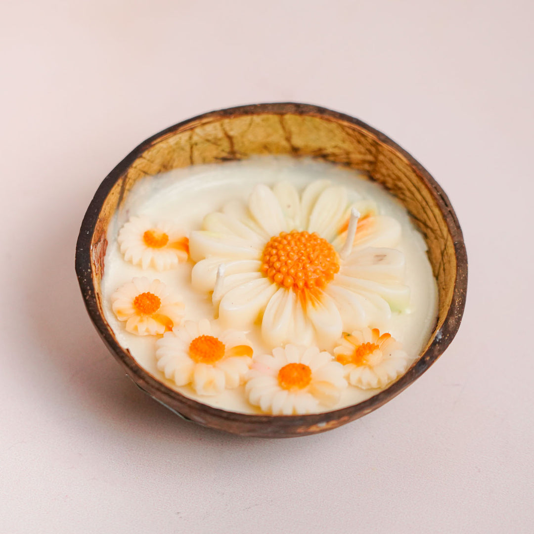Handmade White Floral Soy Wax Candle