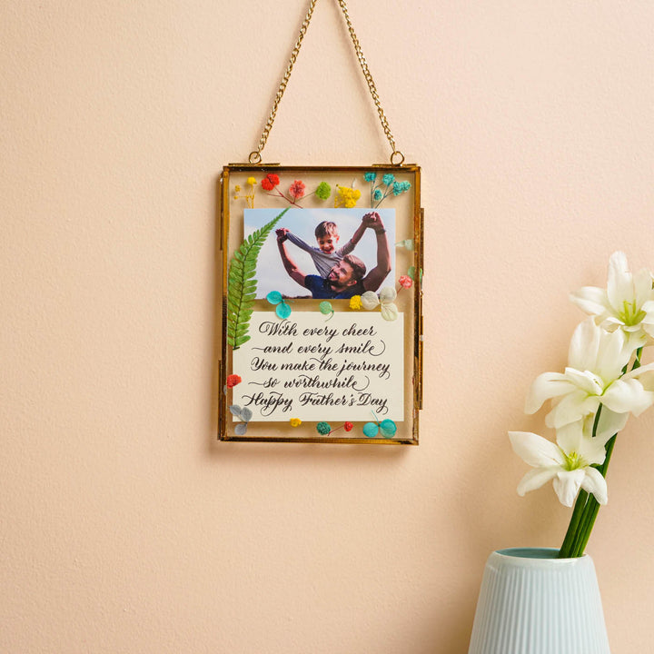 Photo Personalized Vintage Glass Keychain For Fathers