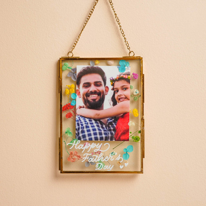 Photo Personalized Vintage Glass Keychain For Fathers