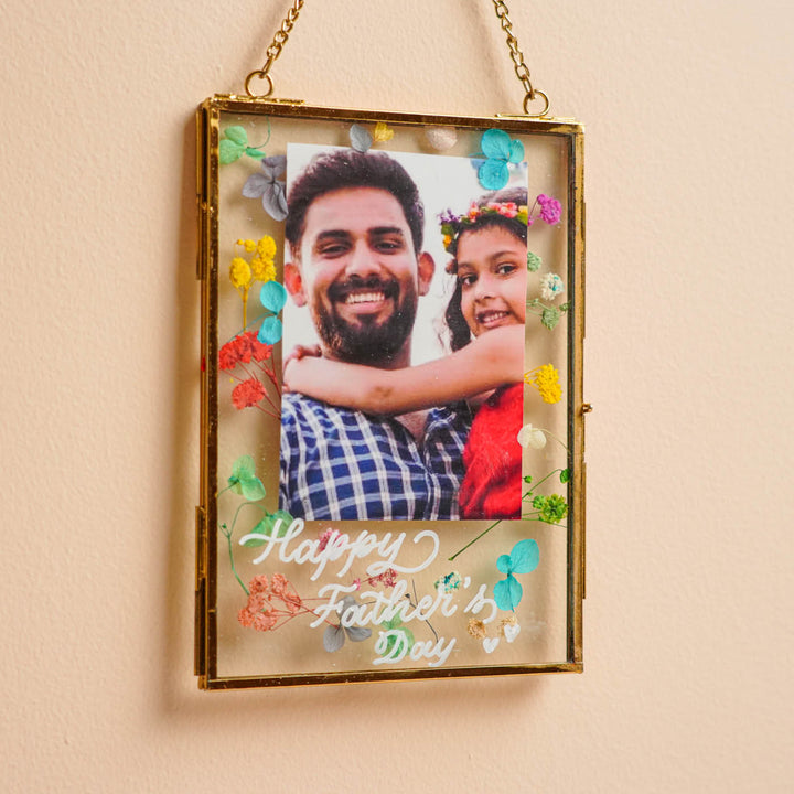 Photo Personalized Vintage Glass Keychain For Fathers