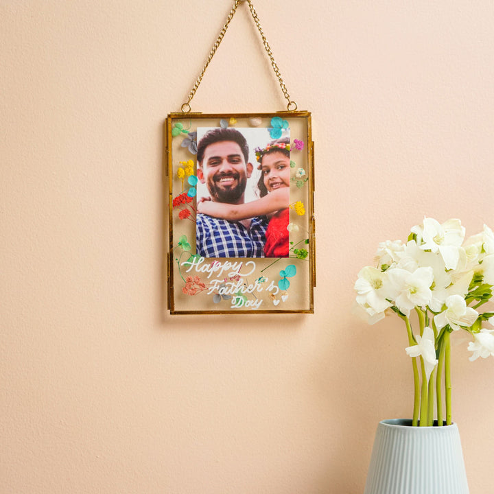 Photo Personalized Vintage Glass Keychain For Fathers