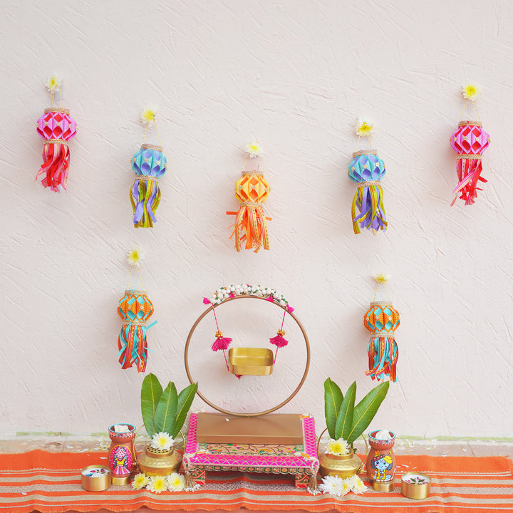 8 pc | Mini Handmade Decorative Akash Kandil/Lantern Hangings Gift Set