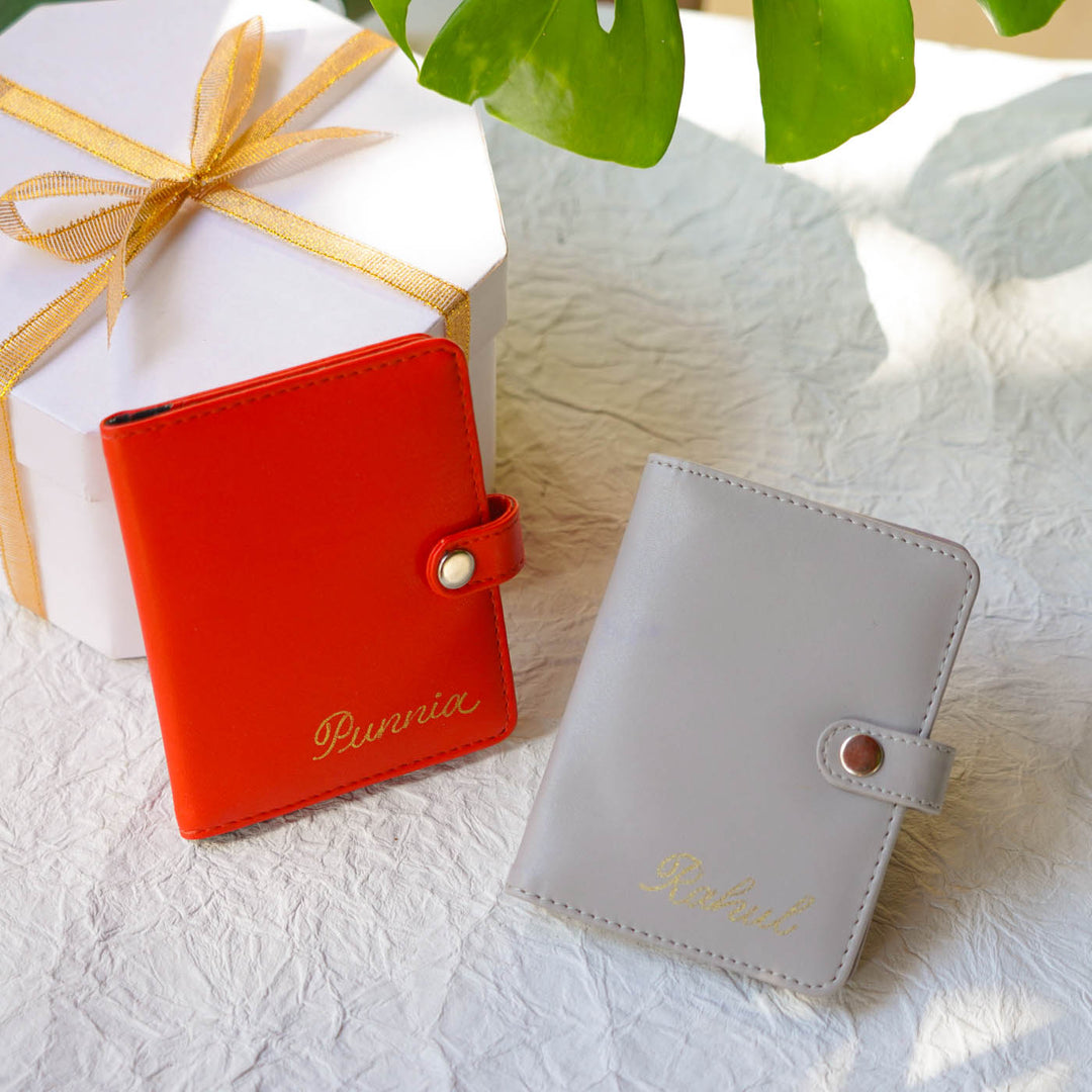 2 Pc | Handmade Faux Leather Personalized Passport Sleeve