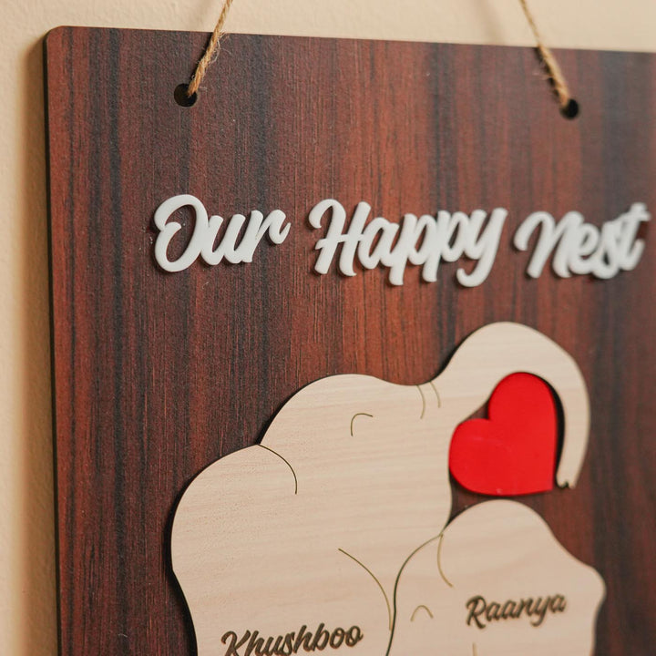 Personalized Elephant Family Theme Wooden Nameplate