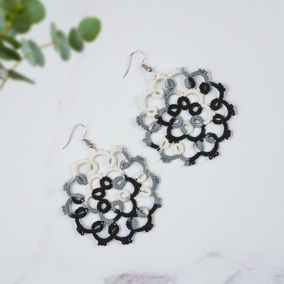 Handmade Tatting Mandala Style Cotton Lace Earrings