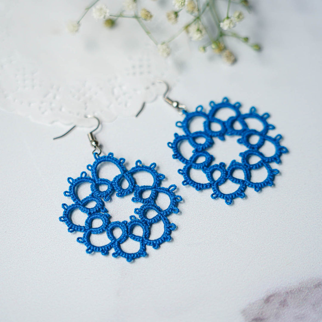 Handmade Tatting Flower Design Lace Cotton Earrings