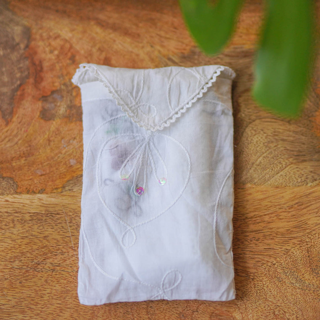 2 Pc | Personalized Hand Embroidered Red Heart Cotton Handkerchief For Couples