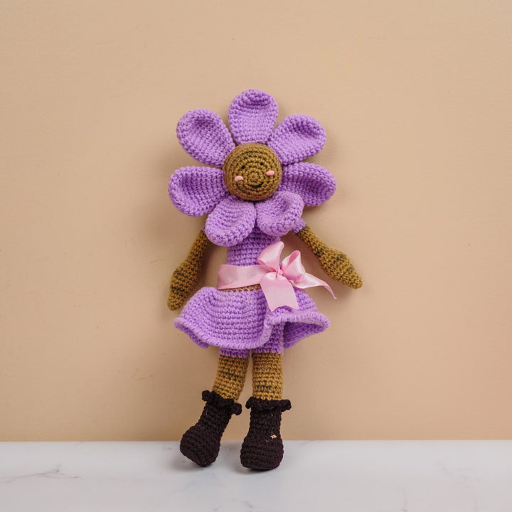 Handmade Crochet Lavender Daisy Girl Toy