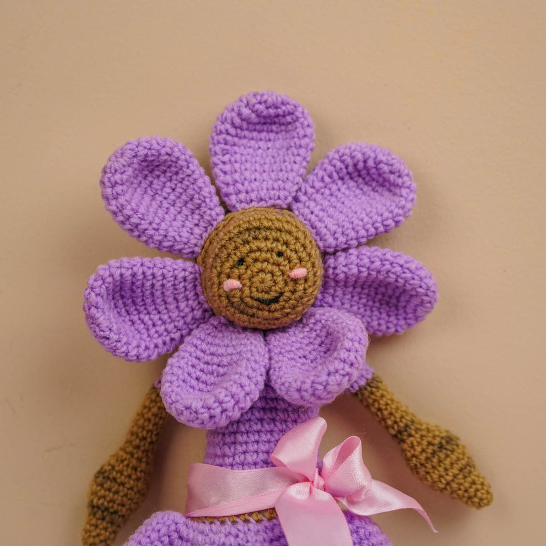 Handmade Crochet Lavender Daisy Girl Toy