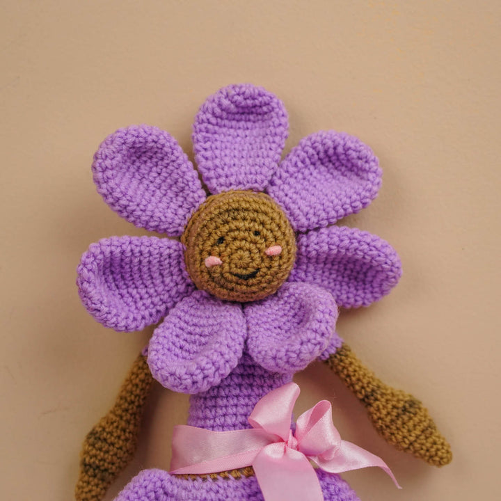 Handmade Crochet Lavender Daisy Girl Toy