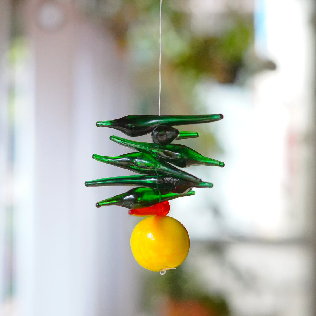"Nimbu Mirchi" Handmade Blown Glass Hanging For Home Decor