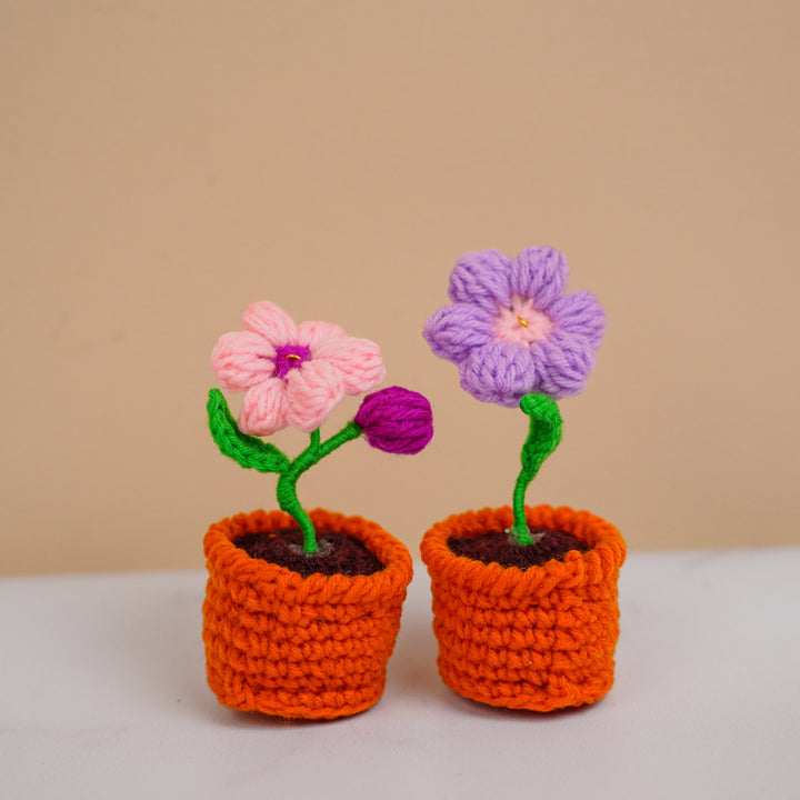 Handmade Crochet Cute Purple Flower Pot