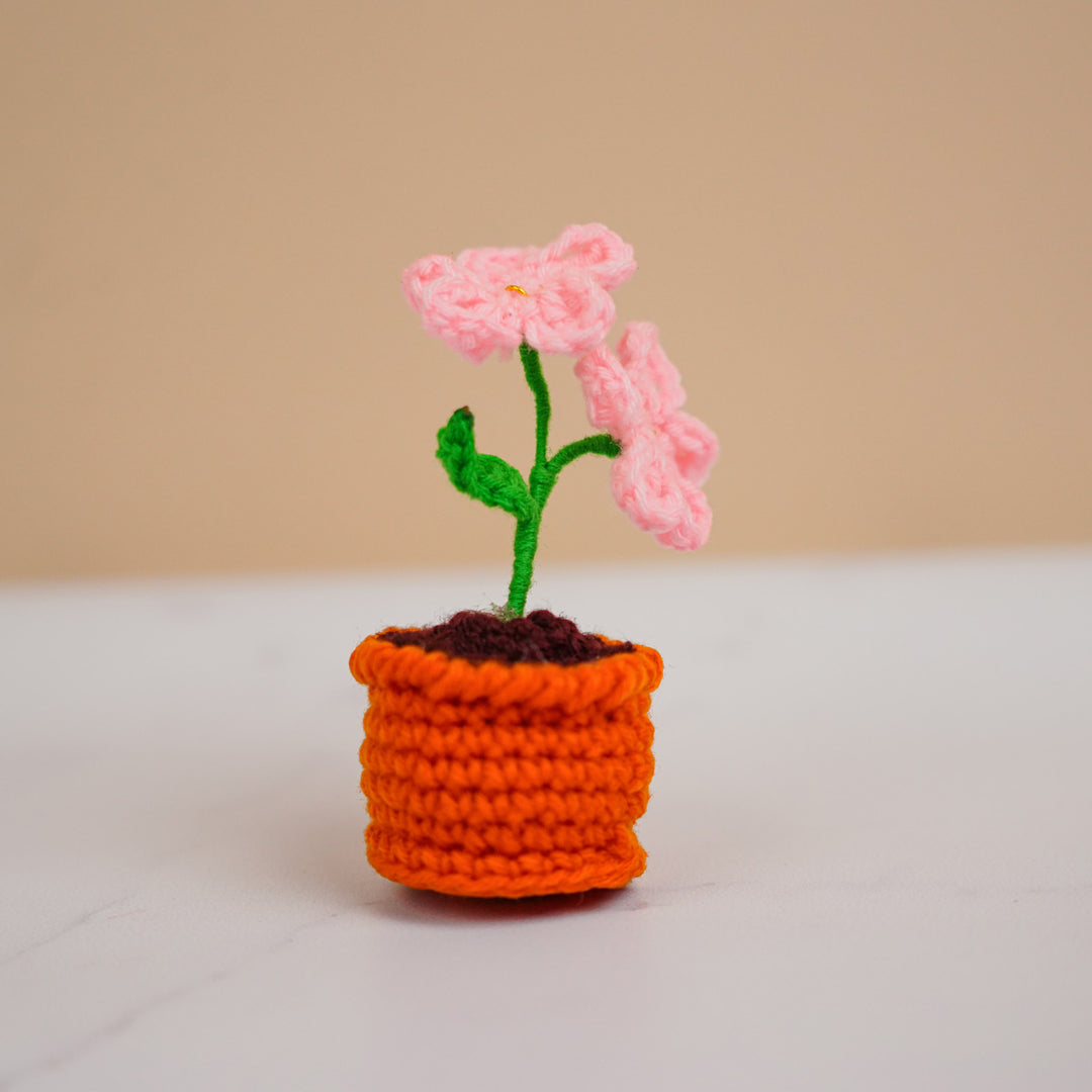 Handmade Crochet Cute Cherry Blossom Flower Pot