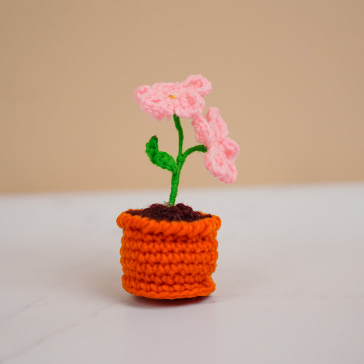 Handmade Crochet Cute Cherry Blossom Flower Pot