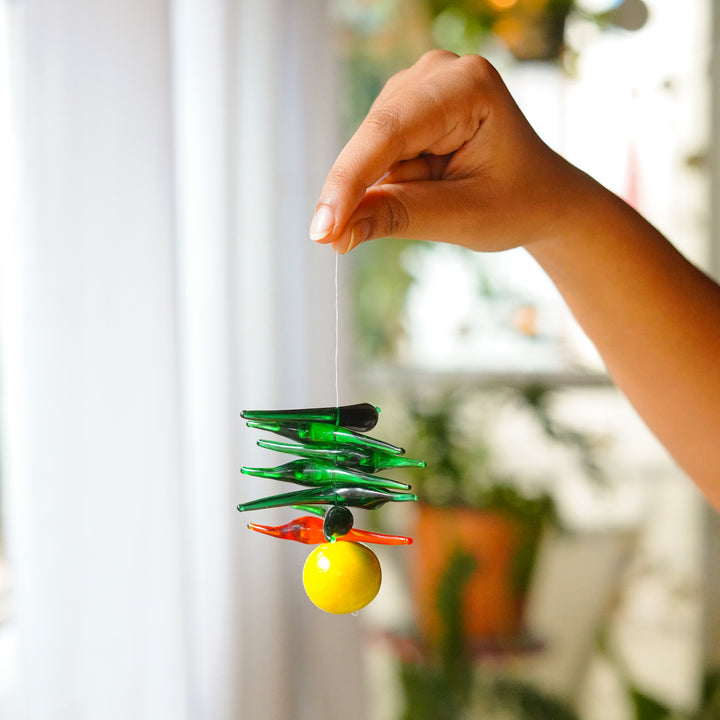 "Nimbu Mirchi" Handmade Blown Glass Hanging For Home Decor