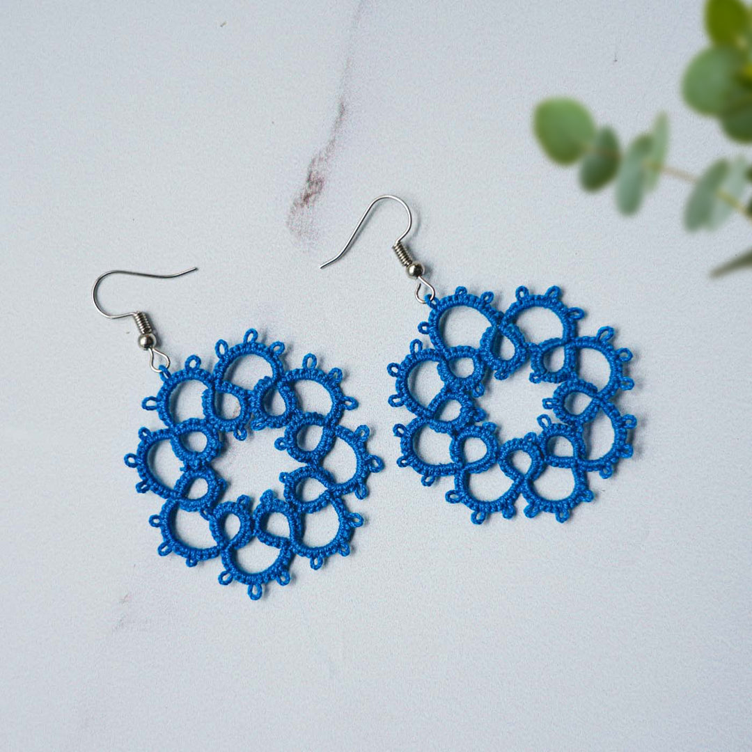 Handmade Tatting Flower Design Lace Cotton Earrings