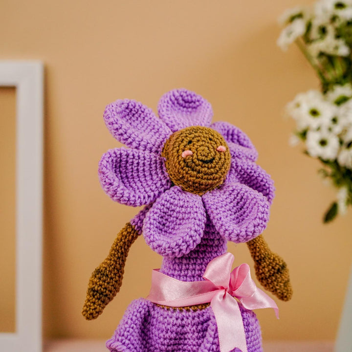 Handmade Crochet Lavender Daisy Girl Toy