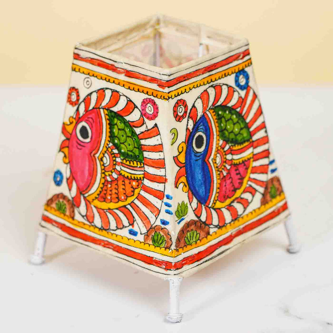 Fish Hand Painted Tholu Bommalata Small Tabletop Lamp | 6 inches