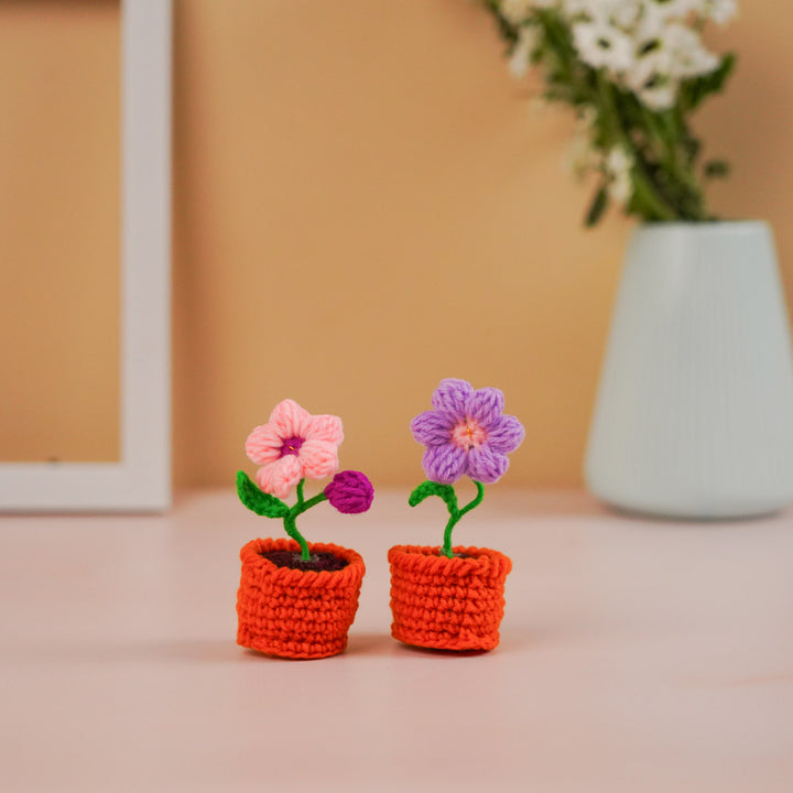 Handmade Crochet Cute Purple Flower Pot