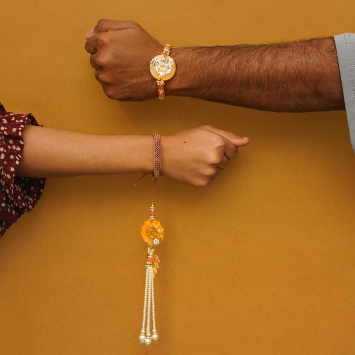 Handmade Resin Rakhi With Chocolates And Roli Chawal Set Of 2 - Rakhis worn on wrists