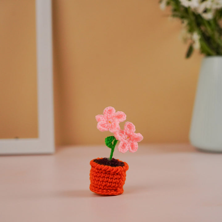Handmade Crochet Cute Cherry Blossom Flower Pot