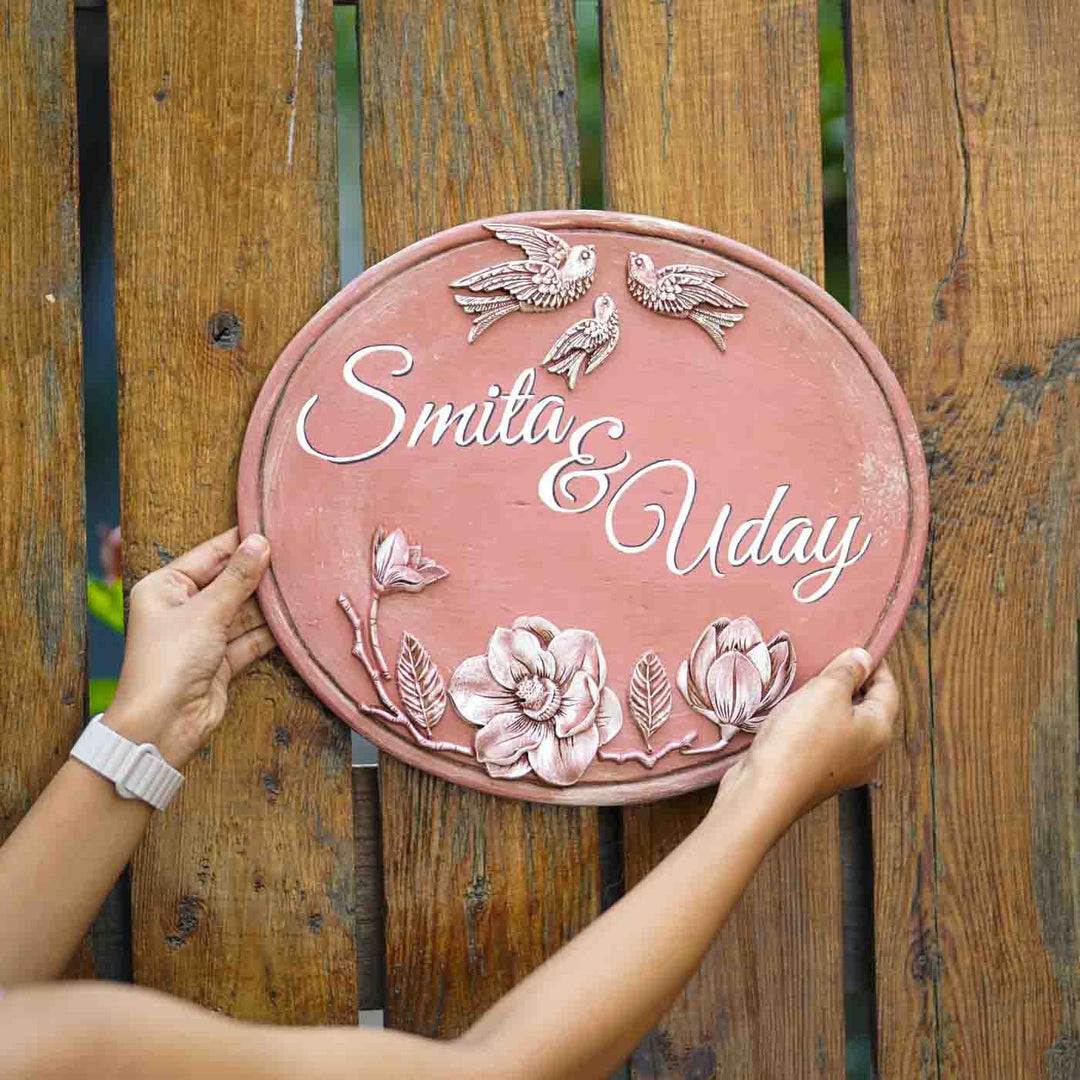 Handpainted Baroque Wood & Resin Personalized Nameplate