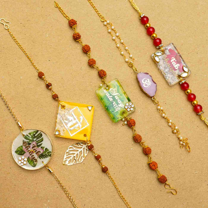 Handmade Resin Dildar Bhaiya & Dildar Bhabhi Rakhi With Chocolates & Roli Chawal | Set of 2