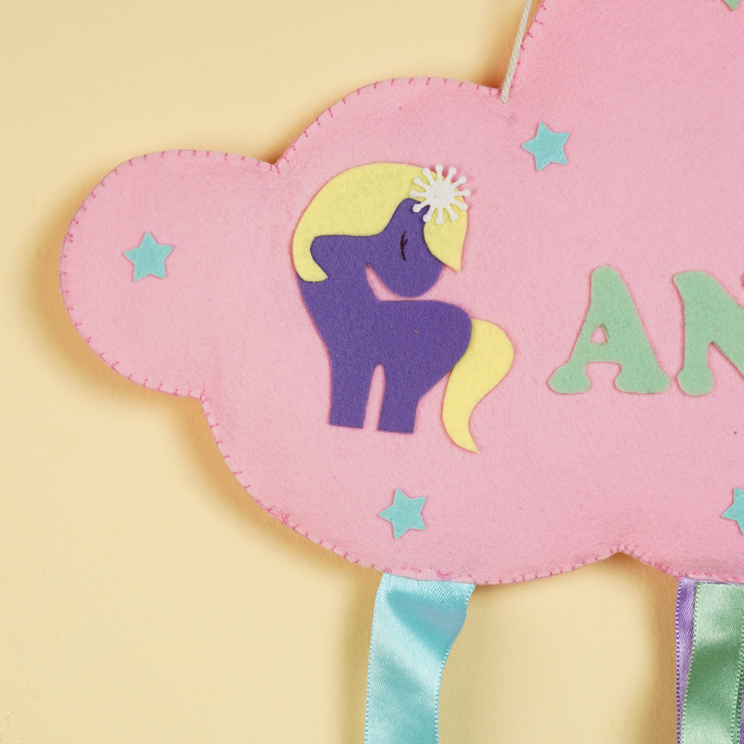 Handcrafted Personalized Cloud Themed Hair Clip Organizer for Kids