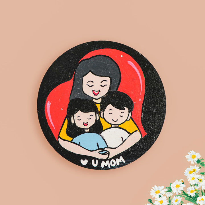Personalized Round Mom & Kids Theme MDF Wood Fridge Magnet For Mothers