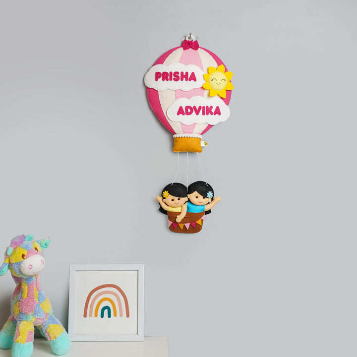 Hand-stitched Hot Air Balloon Felt Kids Nameplate