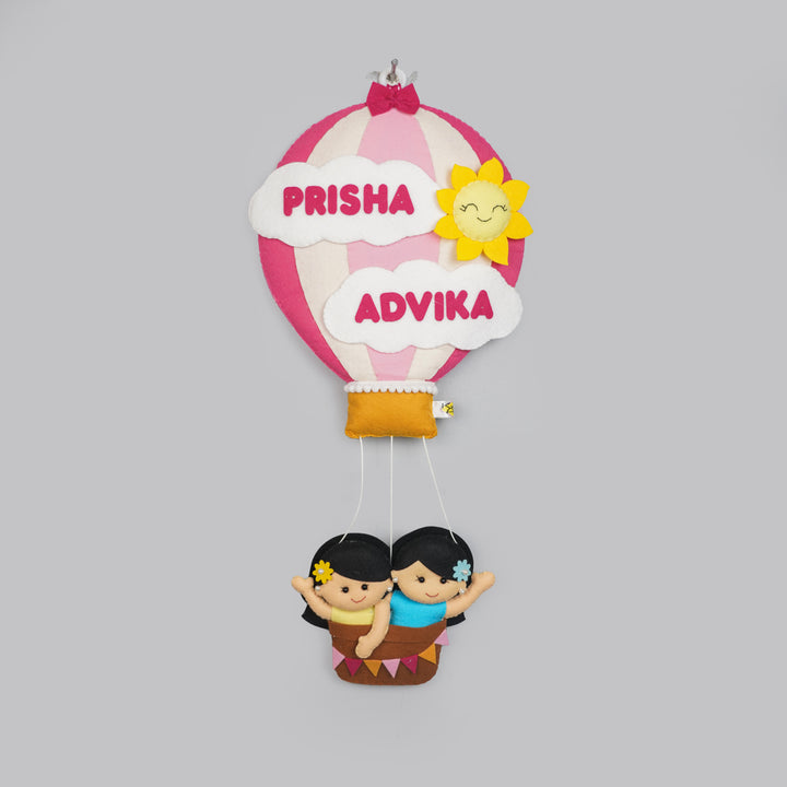 Hand-stitched Hot Air Balloon Felt Kids Nameplate