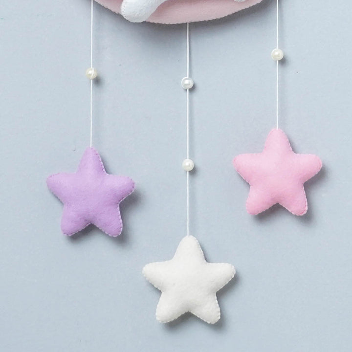 Handmade Personalized Felt Kids Name Hanging - Baby Unicorn On Moon