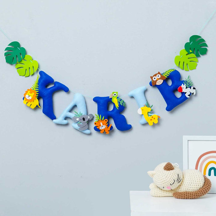 Handcrafted Personalized Jungle Theme Felt Bunting - Name Personalization Hanging Display