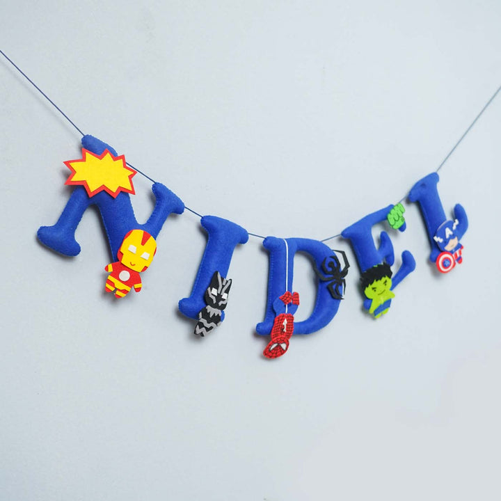 Handcrafted Personalized Superheroes Theme Felt Bunting - Hanging Letter Garland Display
