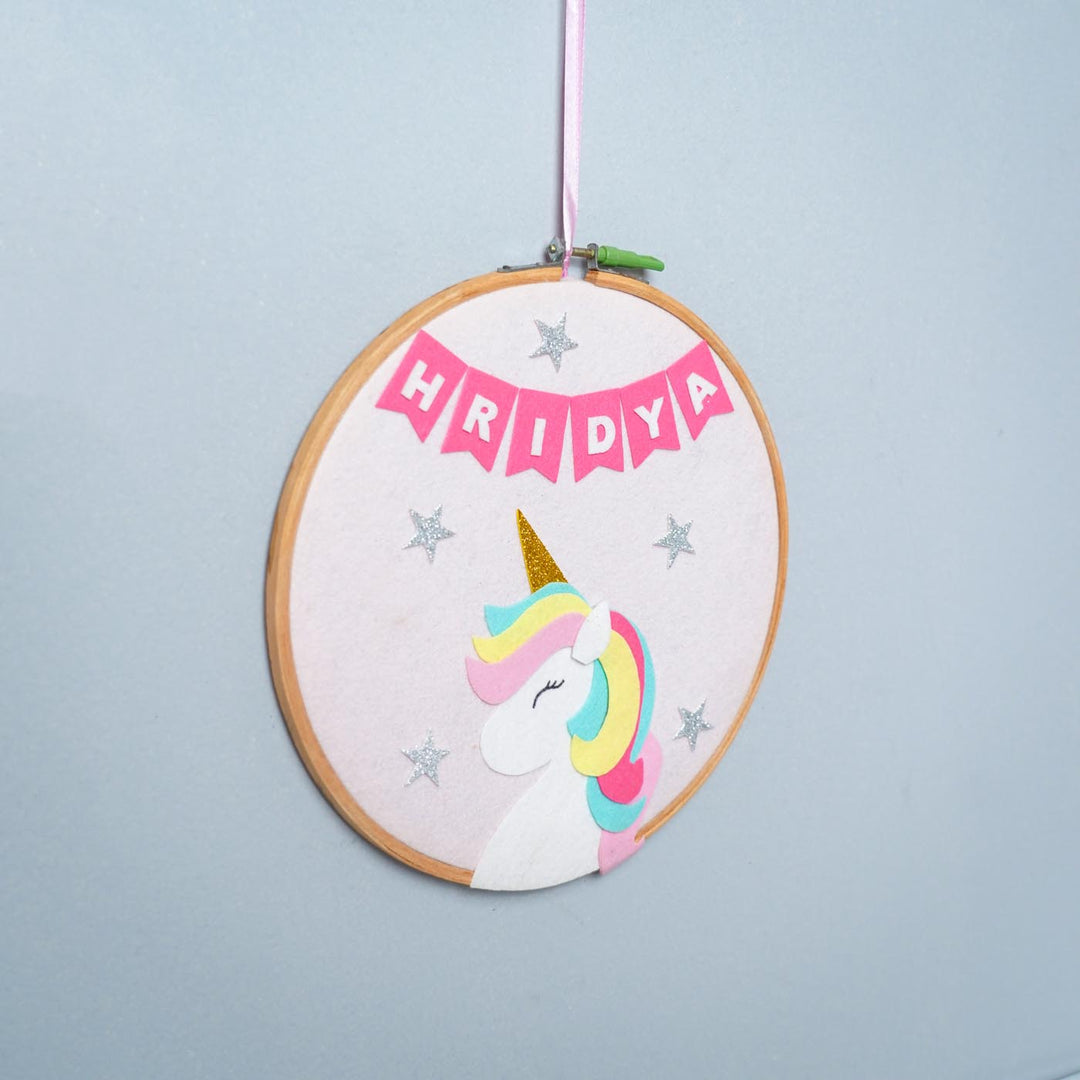 Handcrafted Personalized Unicorn Hoop Nameplate
