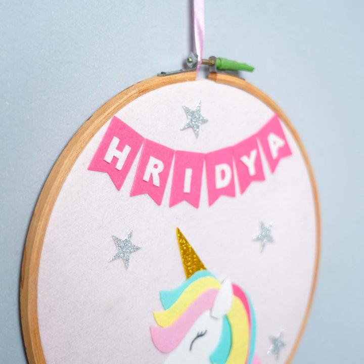 Handcrafted Personalized Unicorn Hoop Nameplate