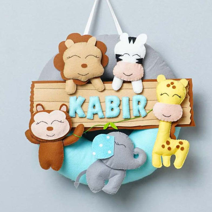 Personalized Felt Wild Animals Theme Kids Nameplate