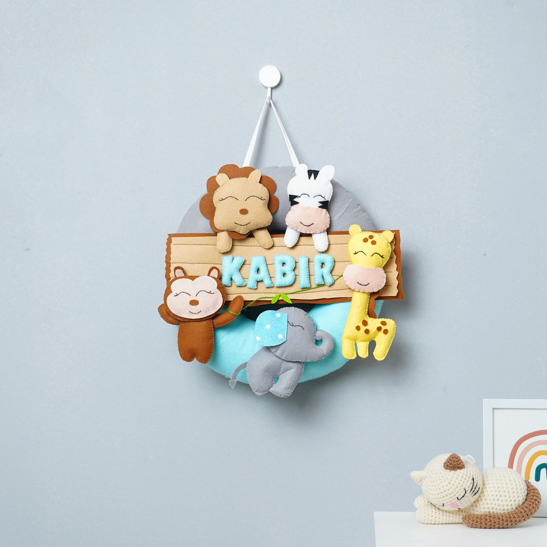 Personalized Felt Wild Animals Theme Kids Nameplate