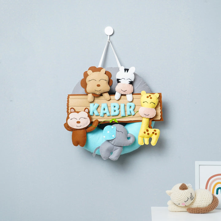 Personalized Felt Wild Animals Theme Kids Nameplate