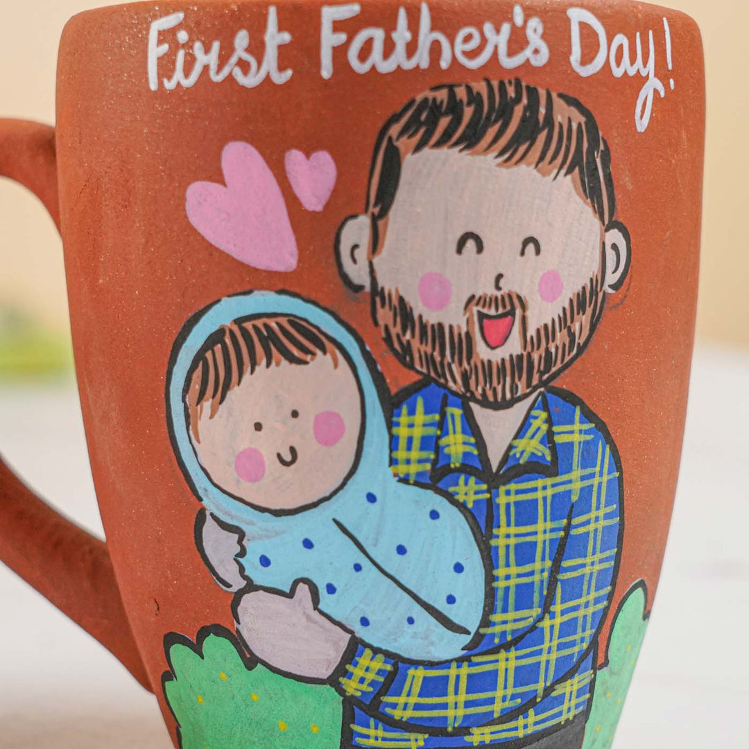 Handpainted Personalised 3D Terracotta Mug with Caricatures