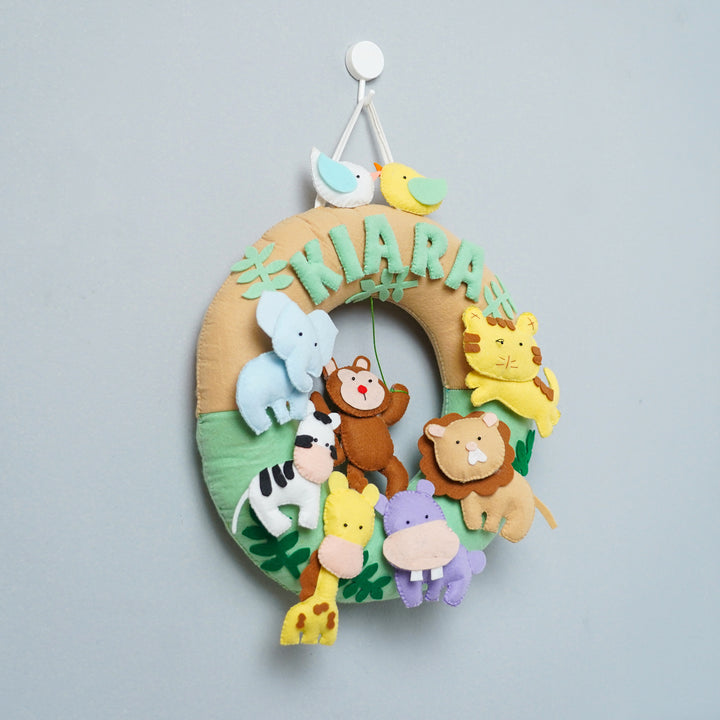 Personalized Felt Wild Animals Theme Kids Nameplate