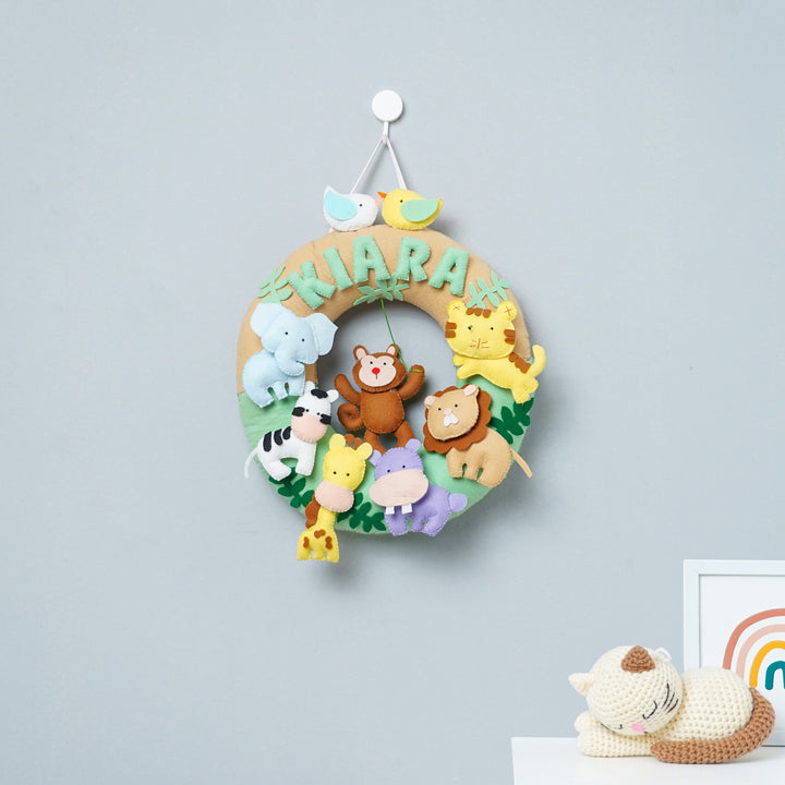 Personalized Felt Wild Animals Theme Kids Nameplate